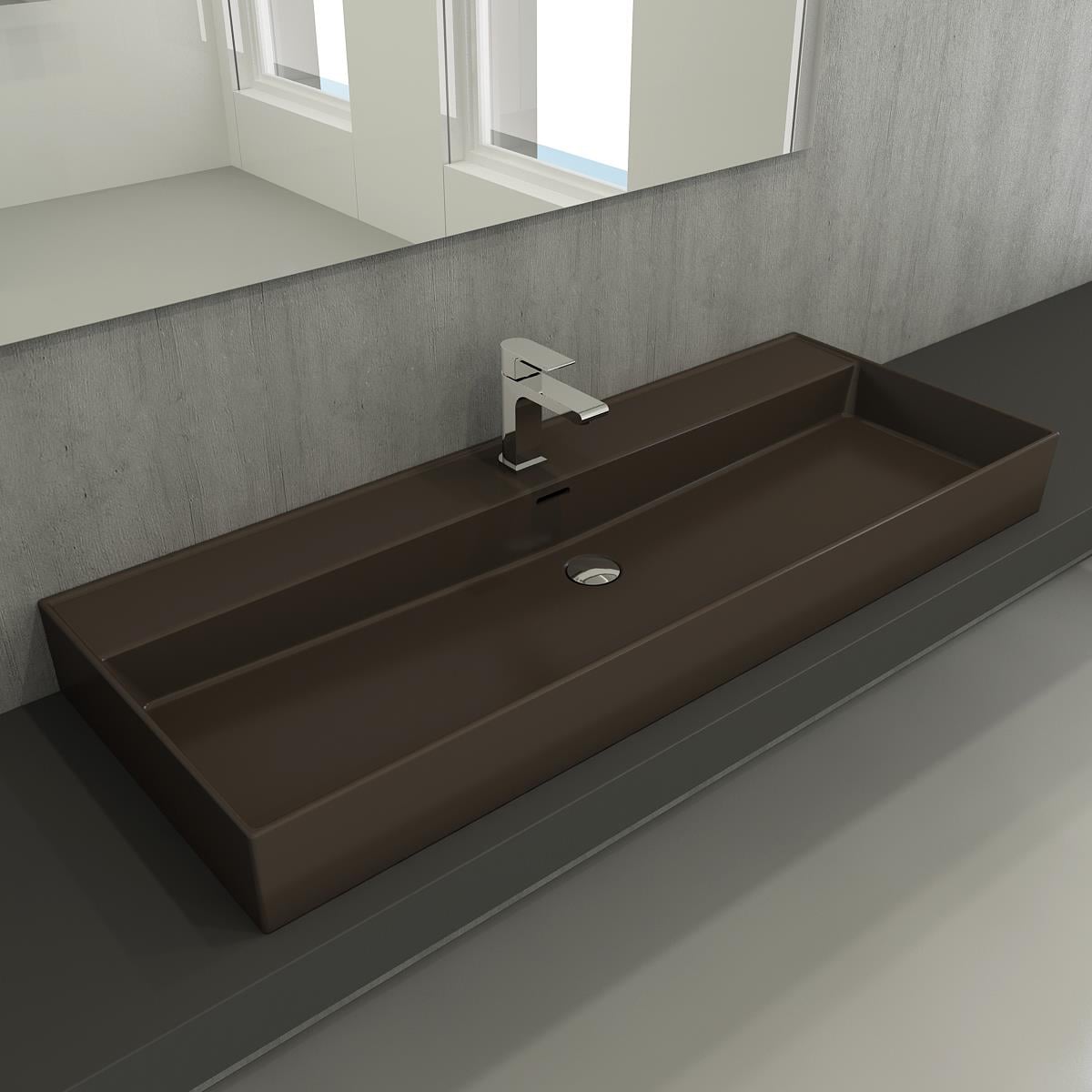 Bocchi Milano Etajerli Lavabo 120 cm Mat Kahve 