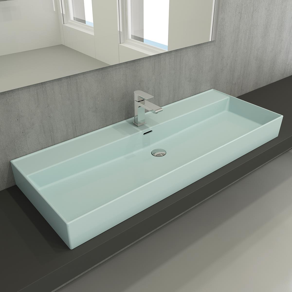 Bocchi Milano Etajerli Lavabo 120 cm Mat Buz Mavisi