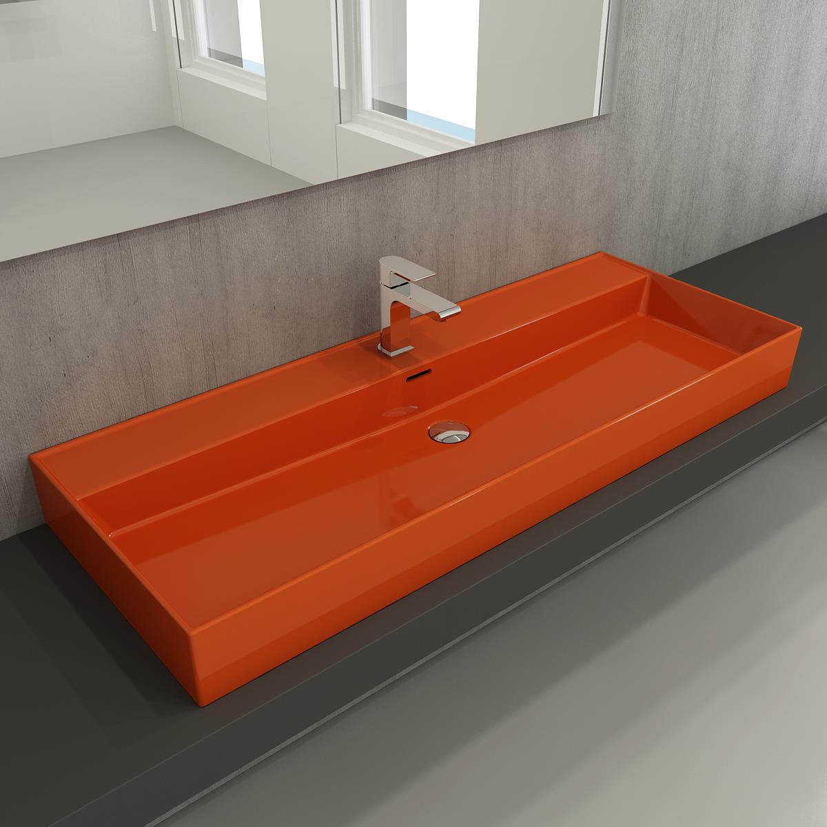 Bocchi Milano Etajerli Lavabo 120 cm Parlak Turuncu