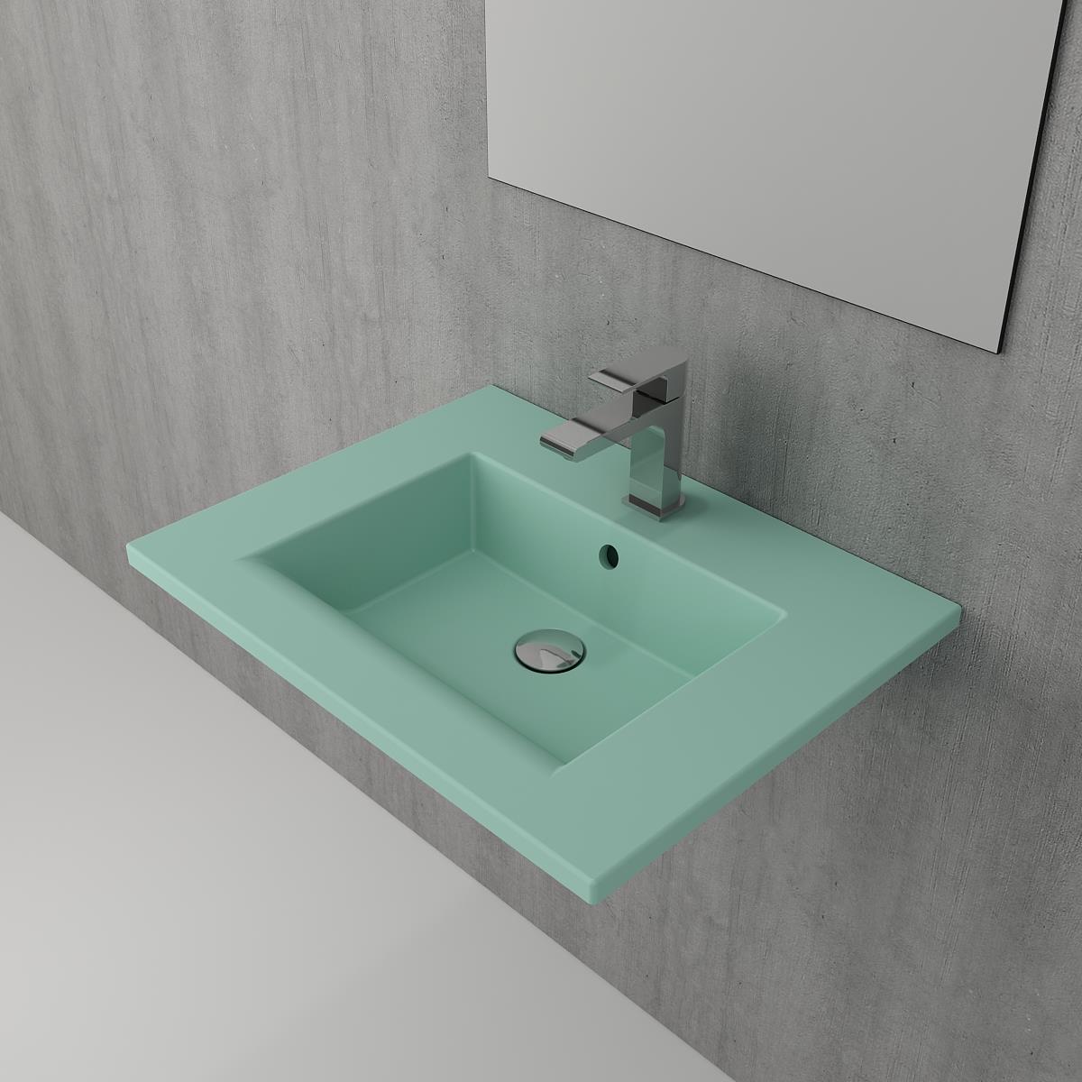 Bocchi Milano Etajerli Lavabo 60 cm Mat Mint Yeşil