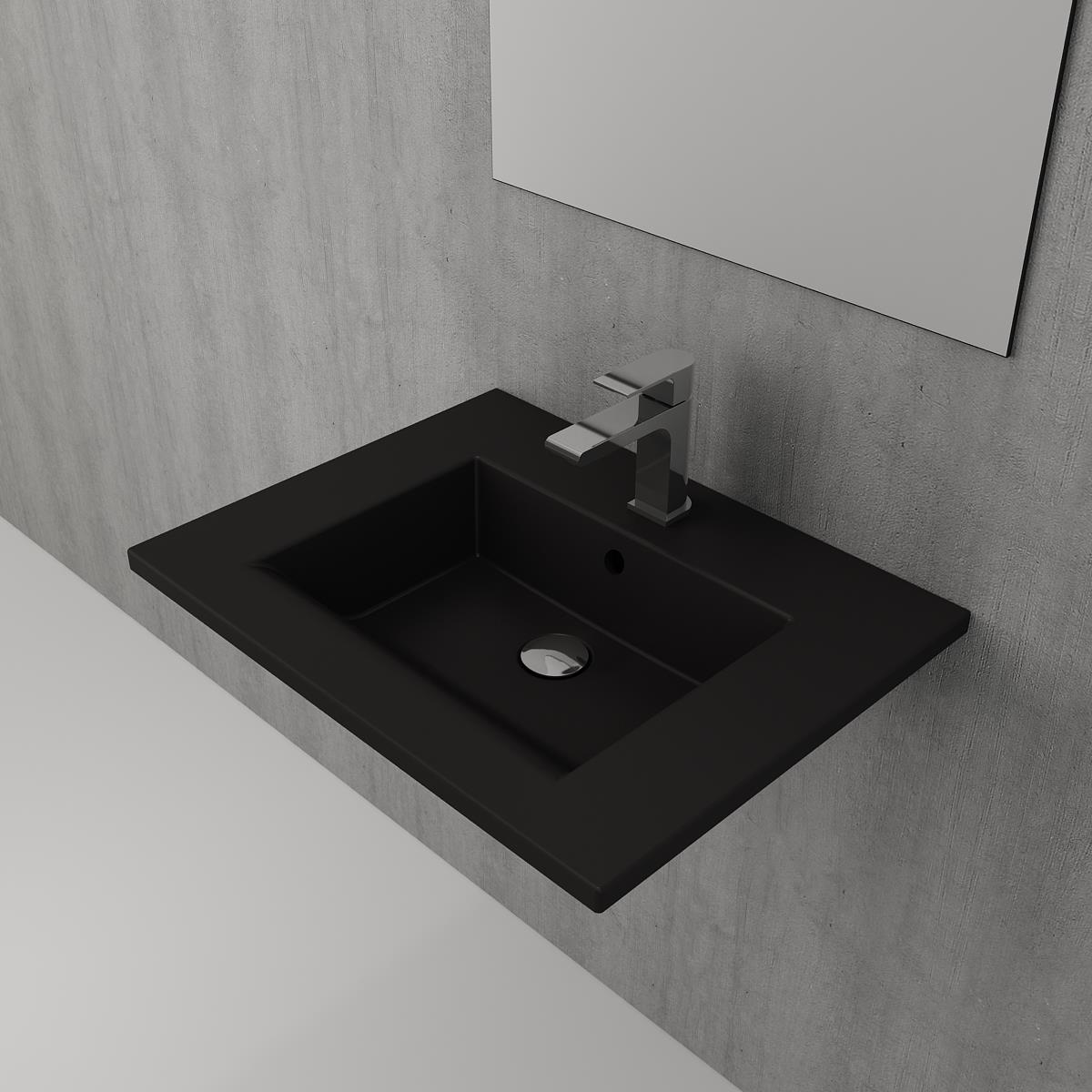 Bocchi Milano Etajerli Lavabo 60 cm Mat Siyah