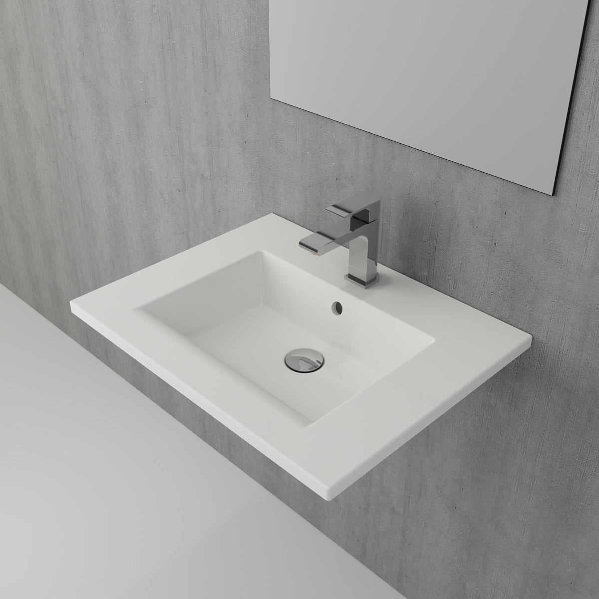 Bocchi Milano Etajerli Lavabo 60 cm Parlak Beyaz
