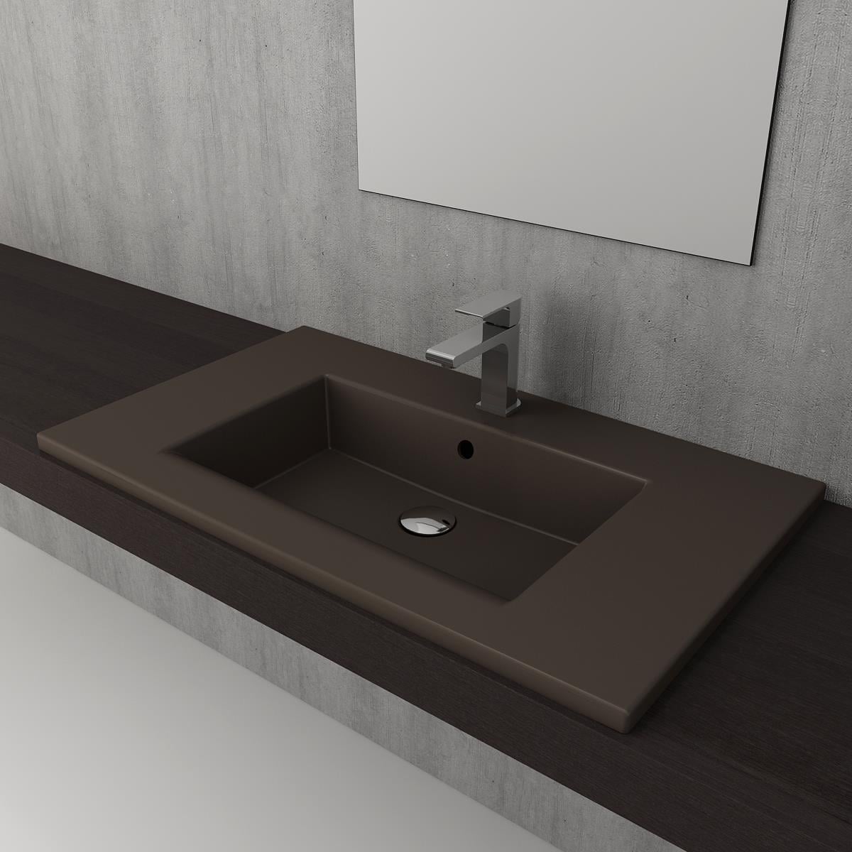 Bocchi Milano Etajerli Lavabo 80 cm Mat Kahve 