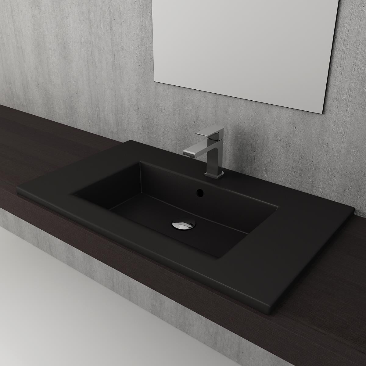 Bocchi Milano Etajerli Lavabo 80 cm Mat Siyah