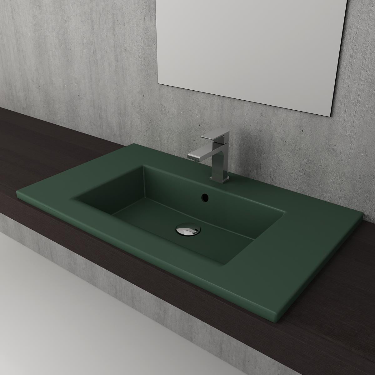 Bocchi Milano Etajerli Lavabo 80 cm Mat Yeşil