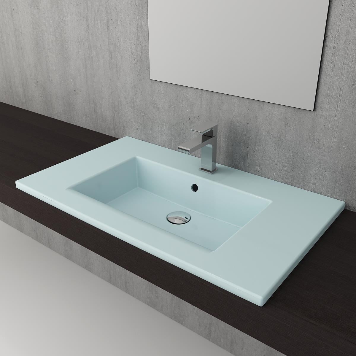 Bocchi Milano Etajerli Lavabo 80 cm Mat Buz Mavisi