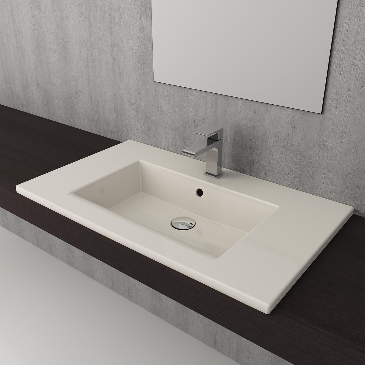 Bocchi Milano Etajerli Lavabo 80 cm Parlak Bisküvi