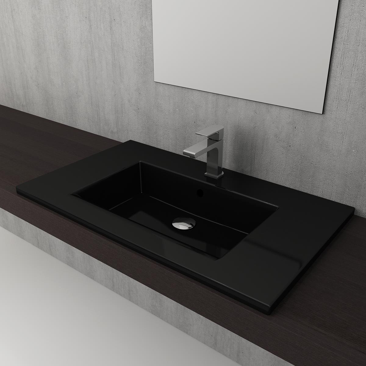Bocchi Milano Etajerli Lavabo 80 cm Parlak Siyah