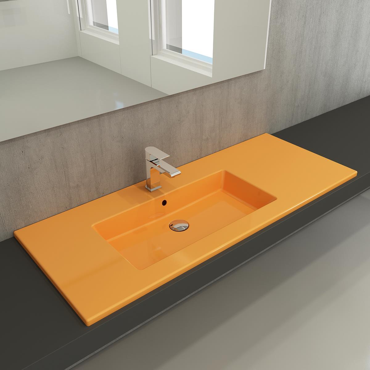Bocchi Milano Etajerli Sağdan Lavabo 120 cm Mandalina Sarısı