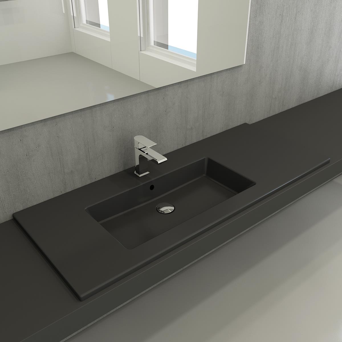 Bocchi Milano Etajerli Sağdan Lavabo 120 cm Mat Antrasit