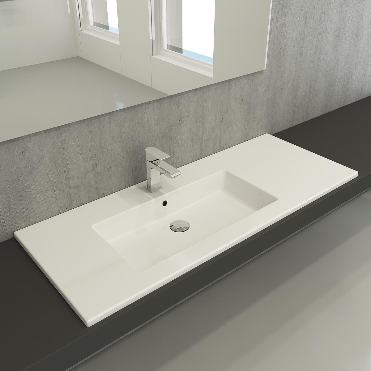 Bocchi Milano Etajerli Sağdan Lavabo 120 cm Parlak Beyaz