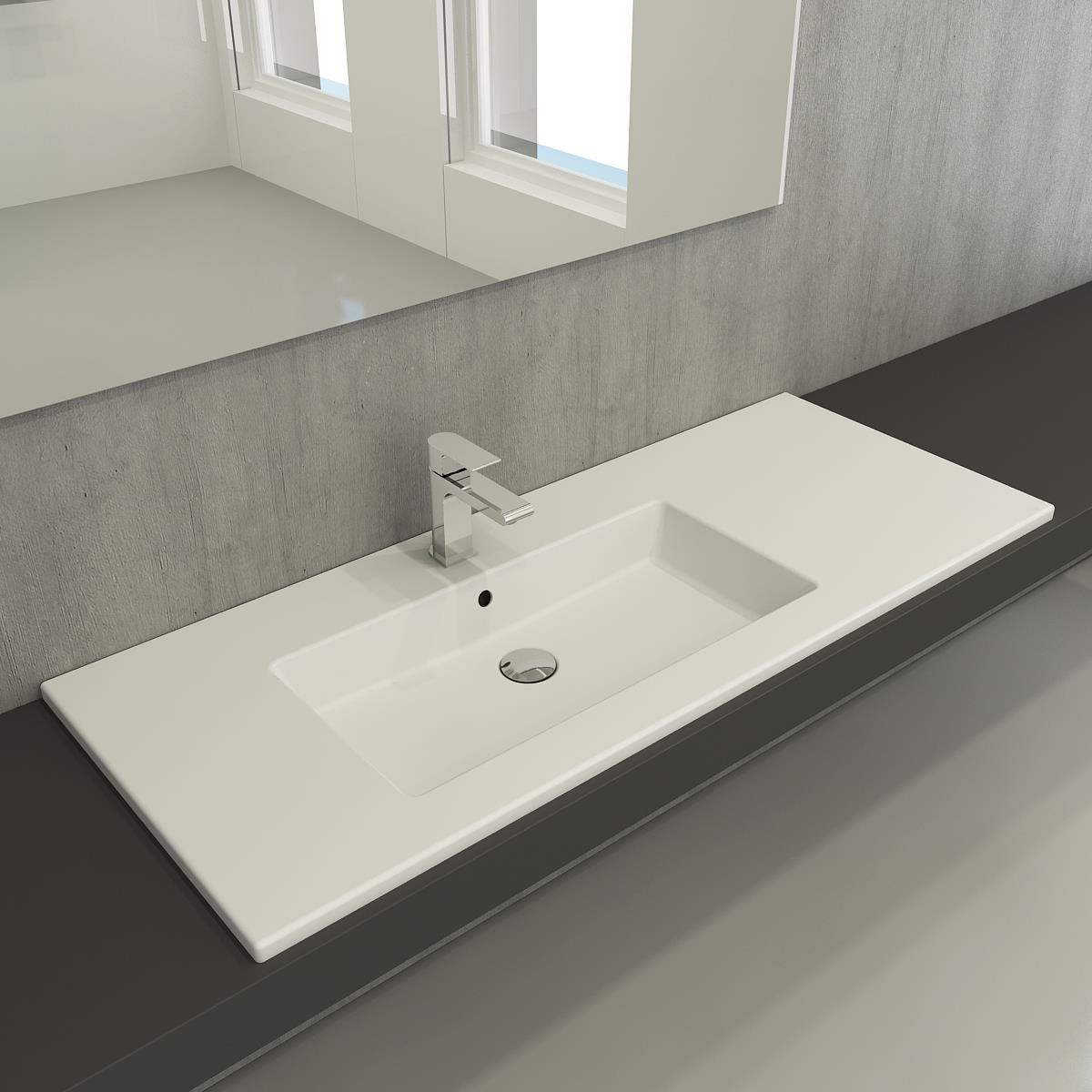 Bocchi Milano Etajerli Sağdan Lavabo 120 cm Mat Beyaz