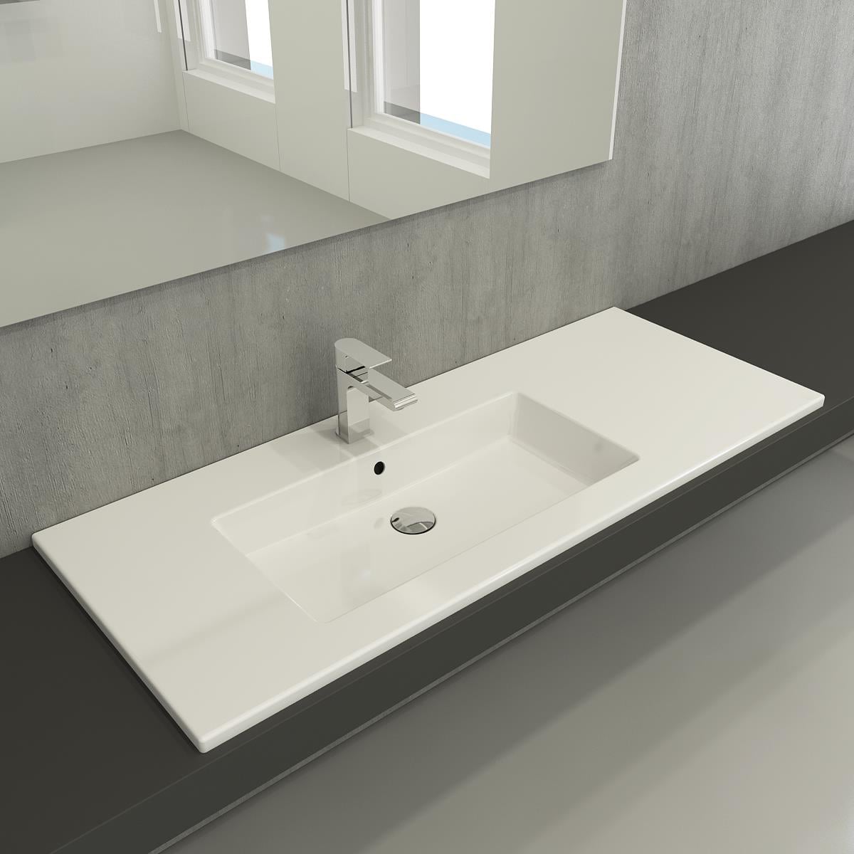 Bocchi Milano Etajerli Sağdan Lavabo 120 cm Parlak Bisküvi