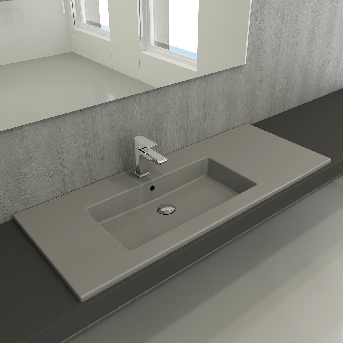 Bocchi Milano Etajerli Sağdan Lavabo 120 cm Mat Gri