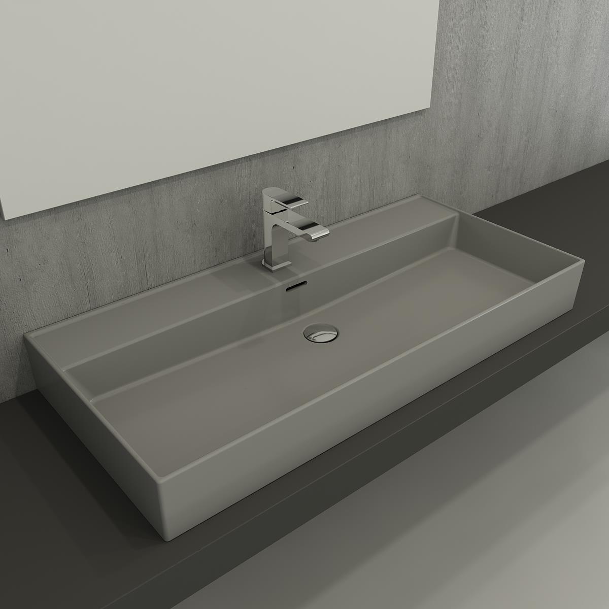 Bocchi Milano Lavabo 100 cm Mat Gri