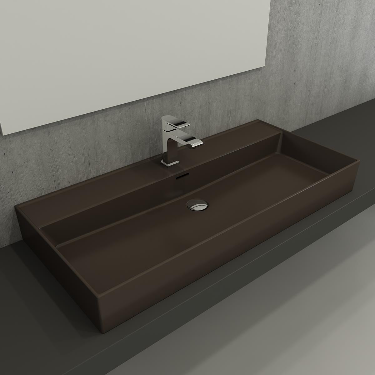 Bocchi Milano Lavabo 100 cm Mat Kahve 