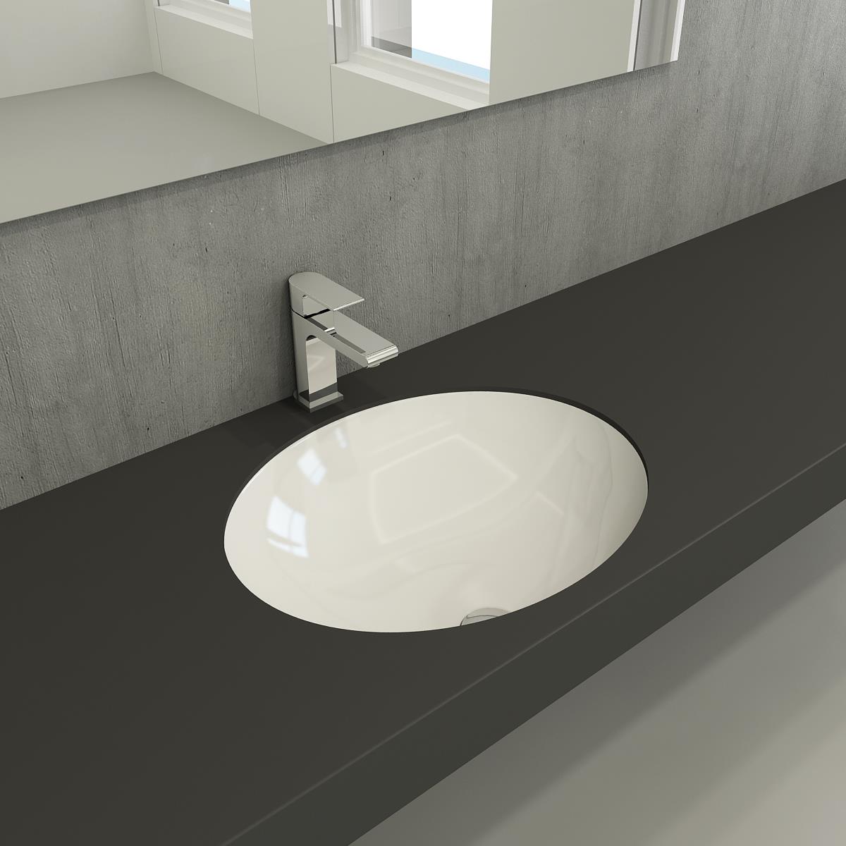 Bocchi Parma Tezgah Altı Lavabo 56 cm Parlak Beyaz 