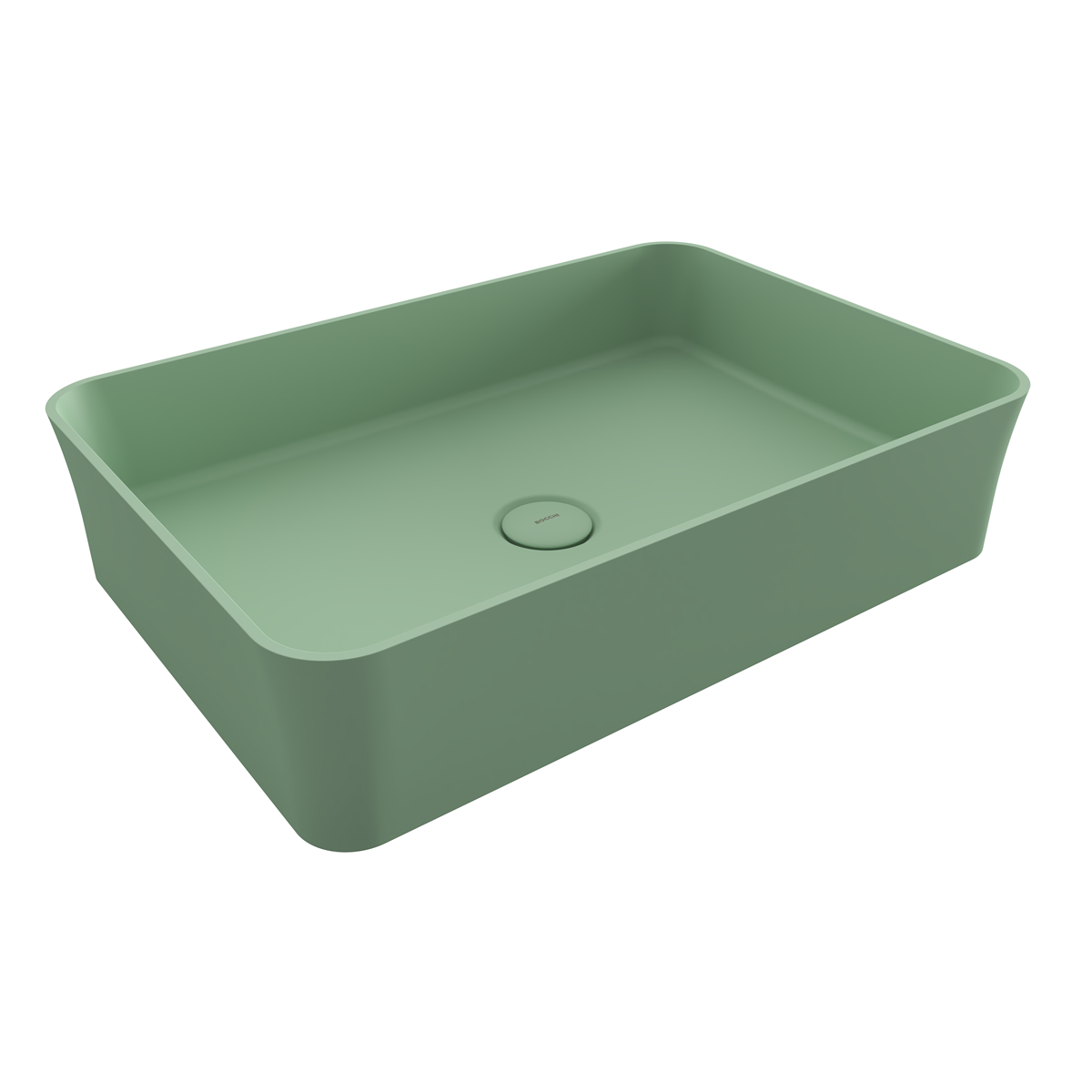 Bocchi Slim Line Dikdörtgen İnce Kenar Lavabo 55x38 cm Mat Mint Yeşil