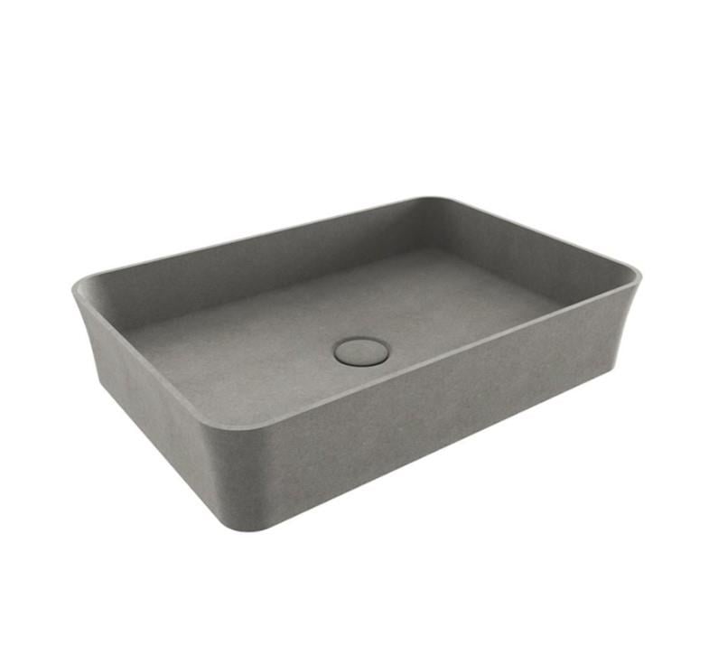 Bocchi Slim Line Dikdörtgen İnce Kenar Lavabo 55x38 cm Mat Beton