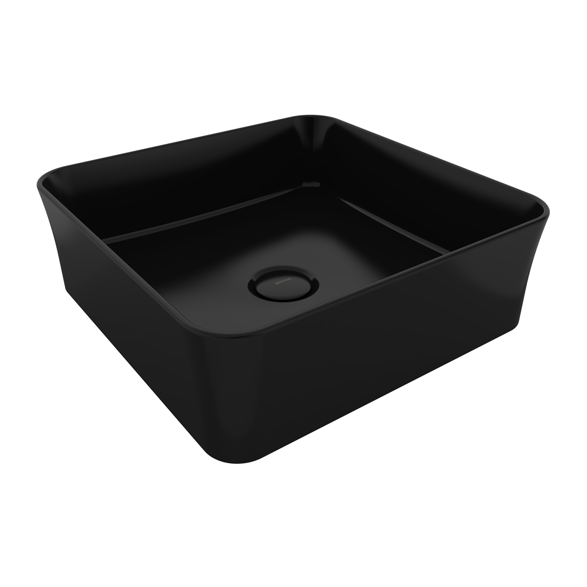 Bocchi Slim Line Kare Lavabo 38x38 cm Parlak Siyah