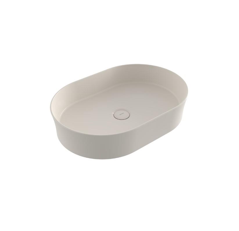 Bocchi Slim Line Oval Lavabo 55x38 cm Parlak Bisküvi