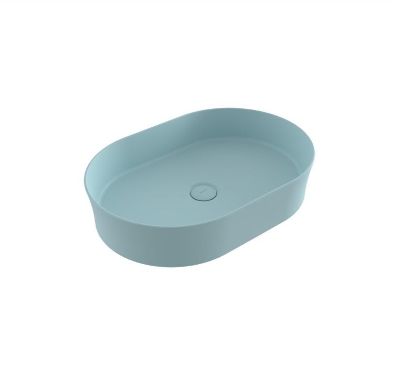 Bocchi Slim Line Oval Lavabo 55x38 cm Mat Buz Mavisi