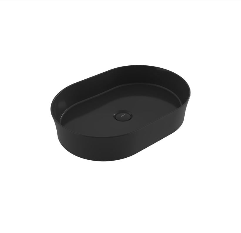 Bocchi Slim Line Oval Lavabo 55x38 cm Parlak Siyah