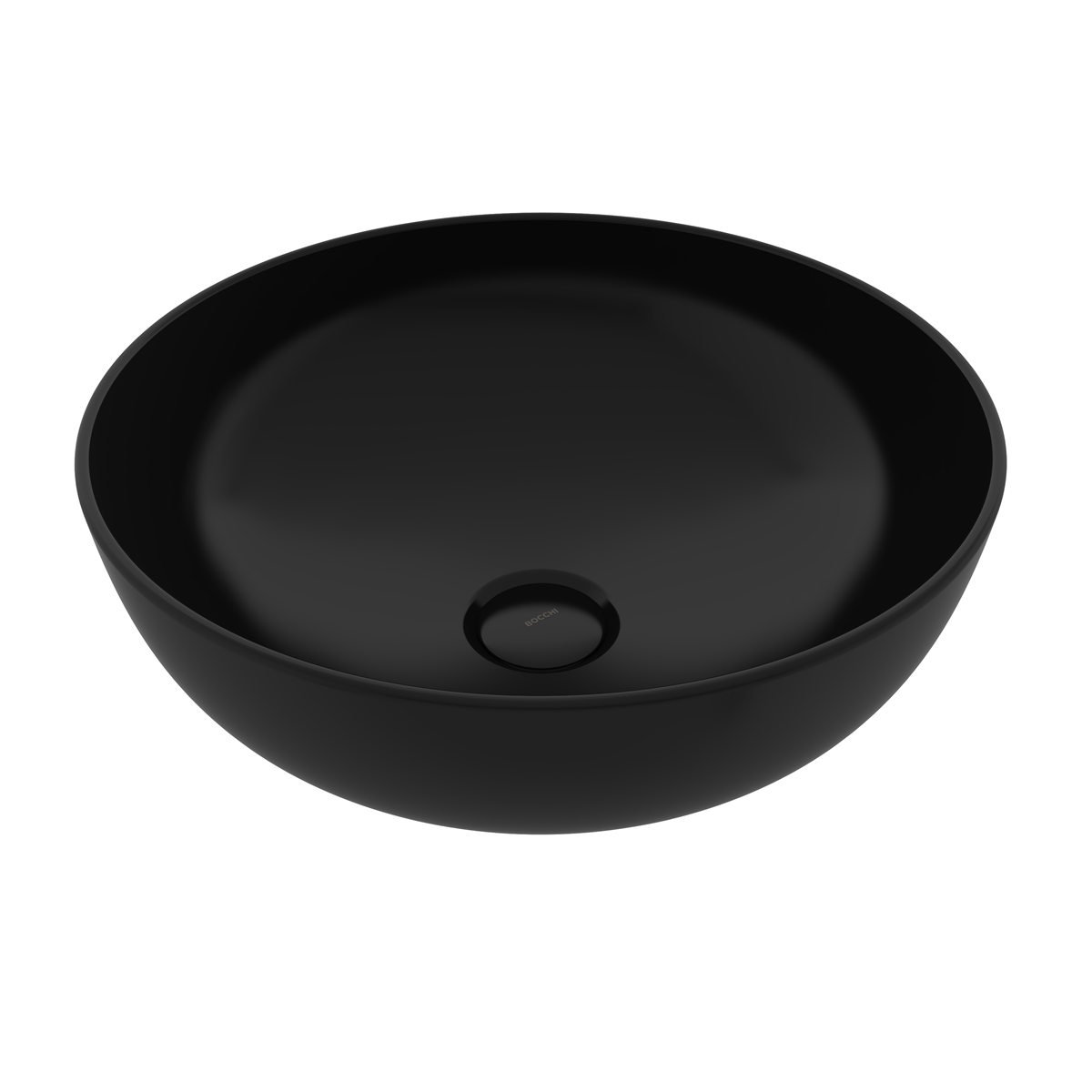 Bocchi Slim Line Yuvarlak Lavabo 38 cm Parlak Siyah