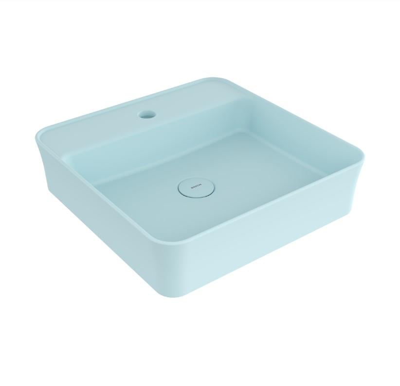 Bocchi Sottile Slim Line Kare Lavabo 45x45 cm Mat Buz Mavisi