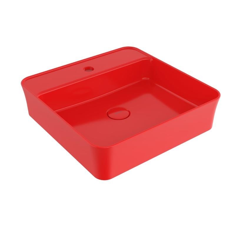 Bocchi Sottile Slim Line Kare Lavabo 45x45 cm Parlak Kırmızı