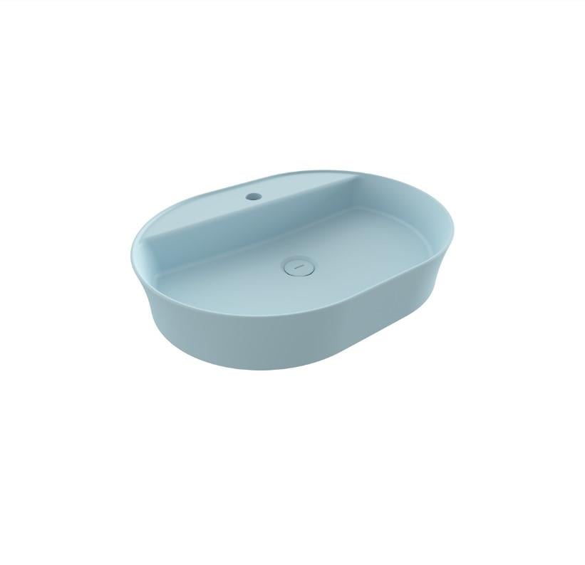 Bocchi Sottile Slim Line Oval Batarya Banklı Lavabo 60x45 cm Mat Buz Mavisi