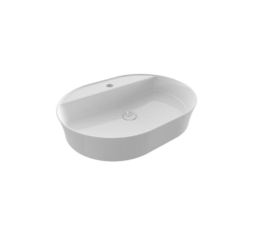 Bocchi Sottile Slim Line Oval Batarya Banklı Lavabo 60x45 cm Parlak Beyaz