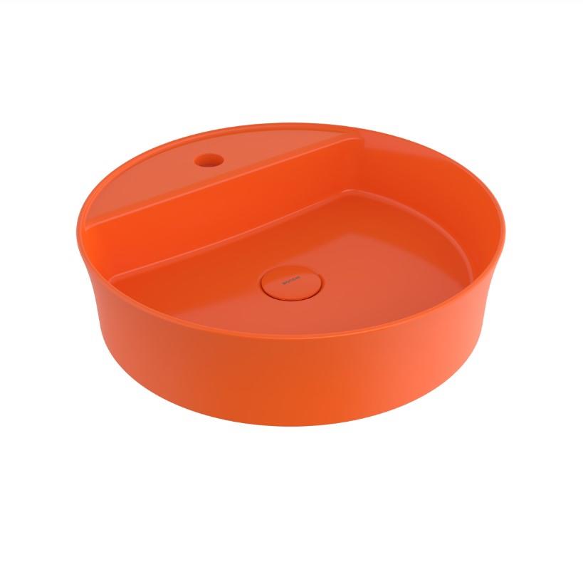 Bocchi Sottile Slim Line Yuvarlak Batarya Banklı Lavabo 45 cm Parlak Turuncu