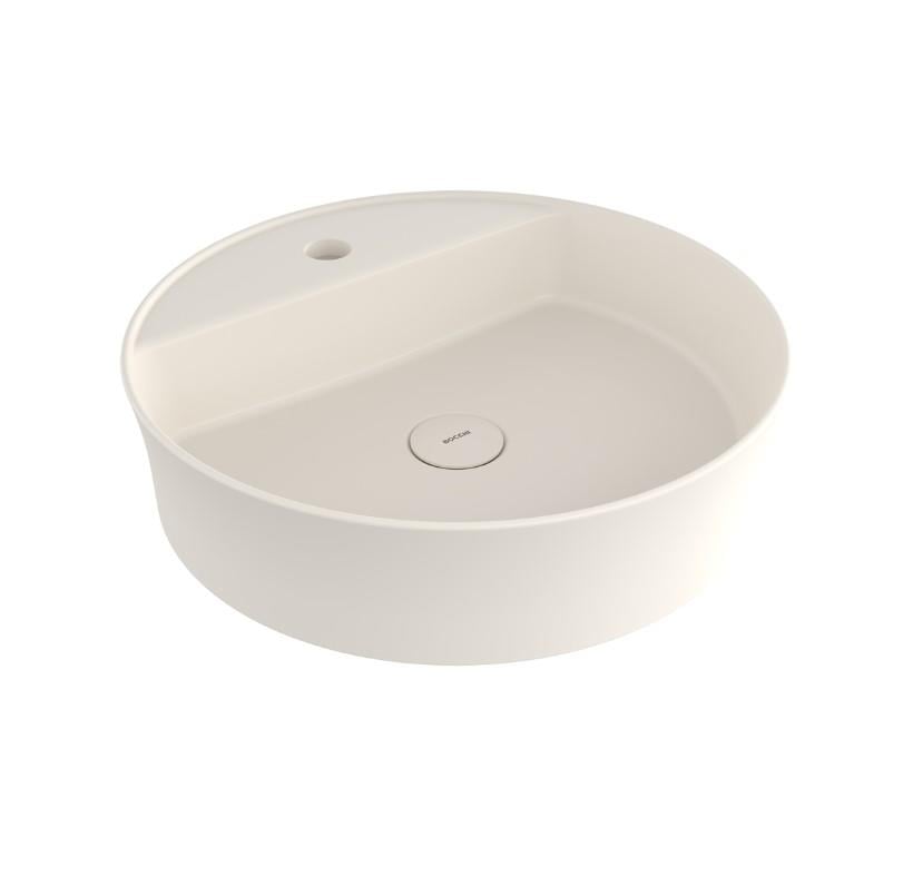 Bocchi Sottile Slim Line Yuvarlak Batarya Banklı Lavabo 45 cm Parlak Bisküvi