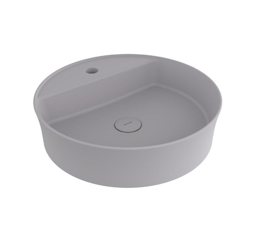 Bocchi Sottile Slim Line Yuvarlak Batarya Banklı Lavabo 45 cm Mat Gri