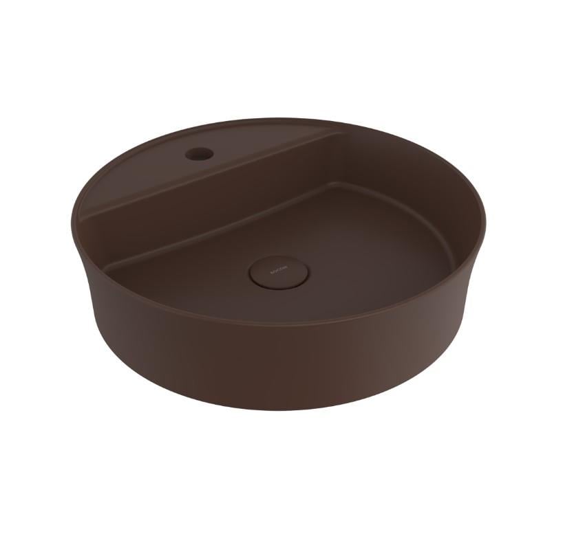 Bocchi Sottile Slim Line Yuvarlak Batarya Banklı Lavabo 45 cm Mat Kahve