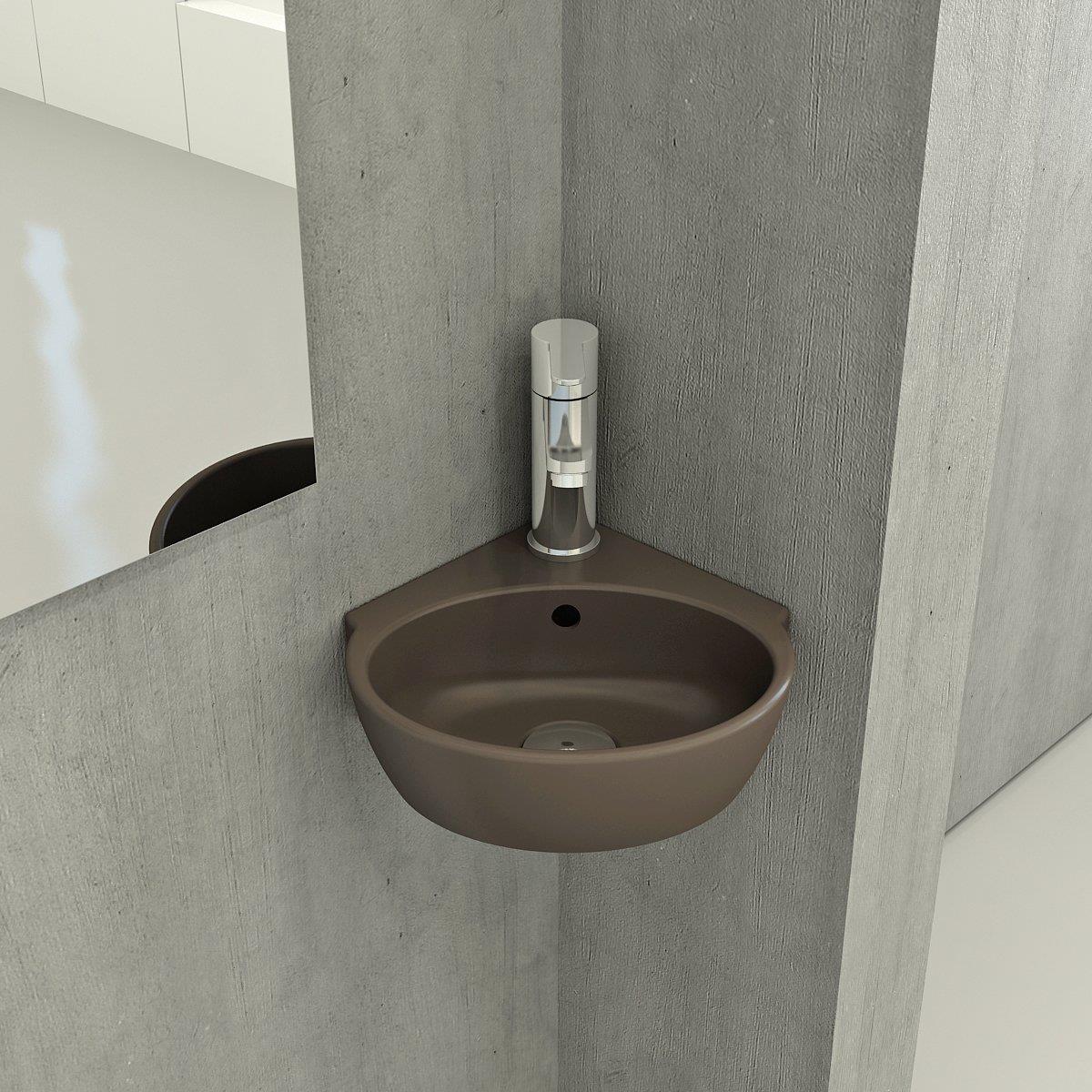 Bocchi Taormina Arch Köşe Lavabo 30 cm Mat Kahve
