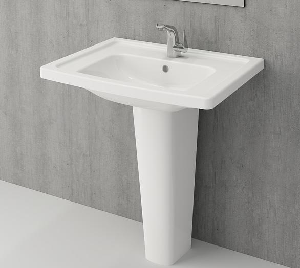 Bocchi Taormina Pro Etajerli Lavabo 65 cm Parlak Beyaz