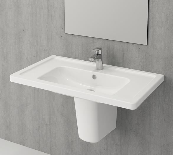 Bocchi Taormina Pro Etajerli Lavabo 85 cm Parlak Beyaz