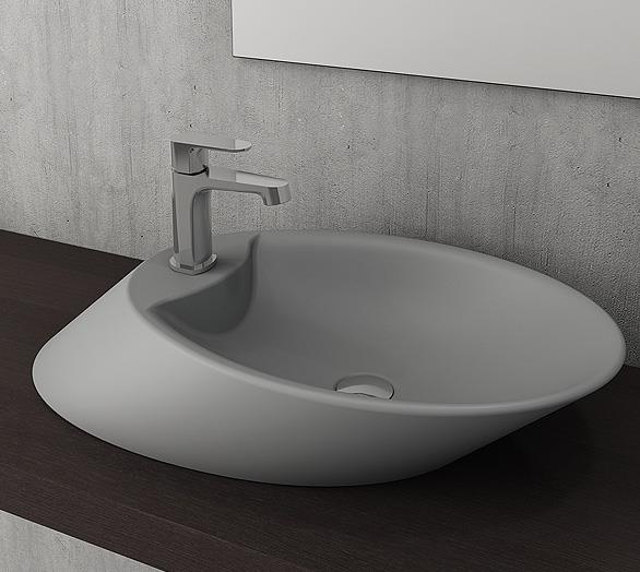Bocchi Vessel Batarya Banklı Çanak Lavabo 70 cm Gri 