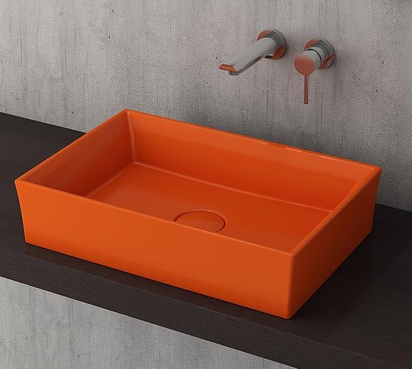 Bocchi Vessel Dikdörtgen Lavabo 56x38 cm Turuncu 