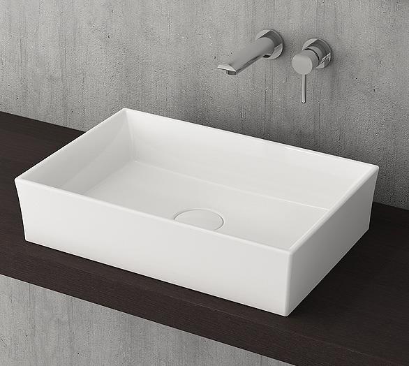 Bocchi  Vessel Dikdörtgen Lavabo 56x38 cm Parlak Beyaz