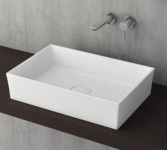 Bocchi Vessel Dikdörtgen Lavabo 56x38 cm Mat Beyaz 