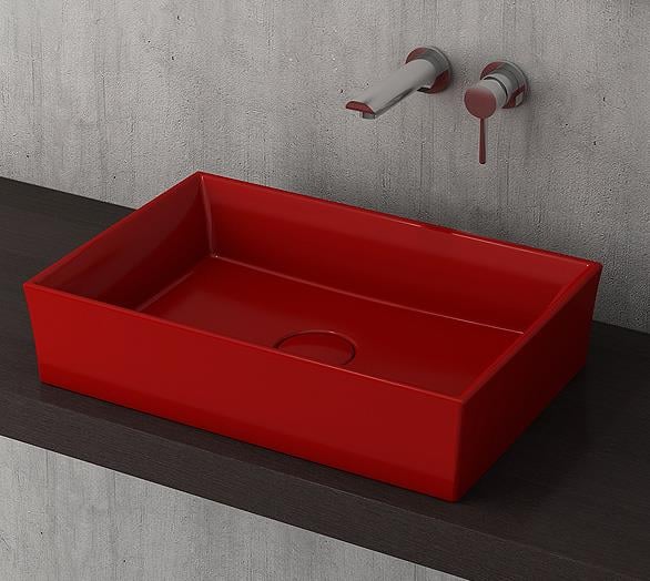 Bocchi Vessel Dikdörtgen Lavabo 56x38 cm Kırmızı