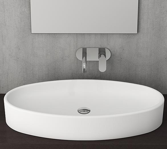 Bocchi Vessel Elips Çanak Lavabo 85 cm Mat Beyaz