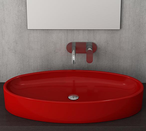 Bocchi  Vessel Elips Çanak Lavabo 85 cm Kırmızı