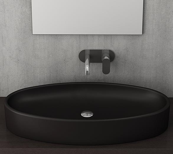Bocchi Vessel Elips Çanak Lavabo 85 cm Mat Siyah