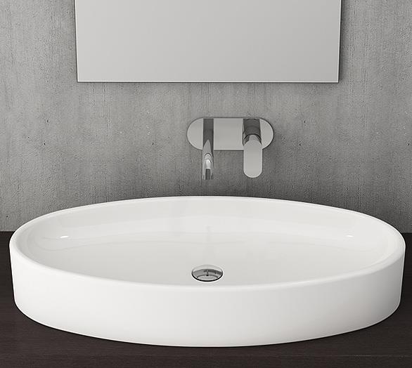 Bocchi Vessel Elips Çanak Lavabo 85 cm Parlak Beyaz