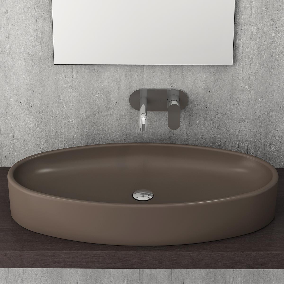 Bocchi Vessel Elips Çanak Lavabo 85 cm Mat Kahve