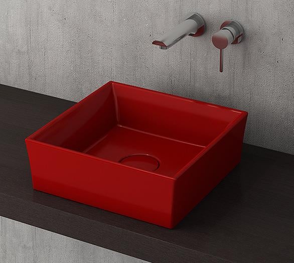 Bocchi Vessel Kare Lavabo 38x38 cm Kırmızı
